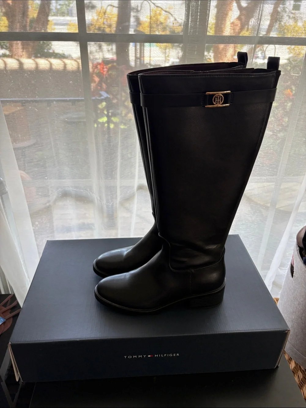 Tommy Hilfiger Black Over-the-Knee Riding Boots Wide Calf